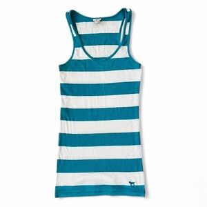 Vintage PINK Victoria’s Secret Striped Teal and White Tank Top